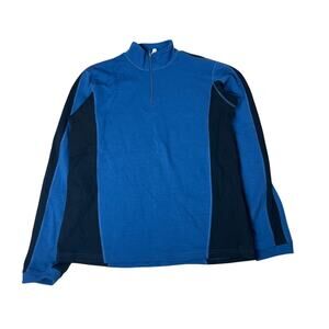 Ibex Blue Black Wool 1/4 Zip Pullover Fleece Jacket Men’s Large Made in USA